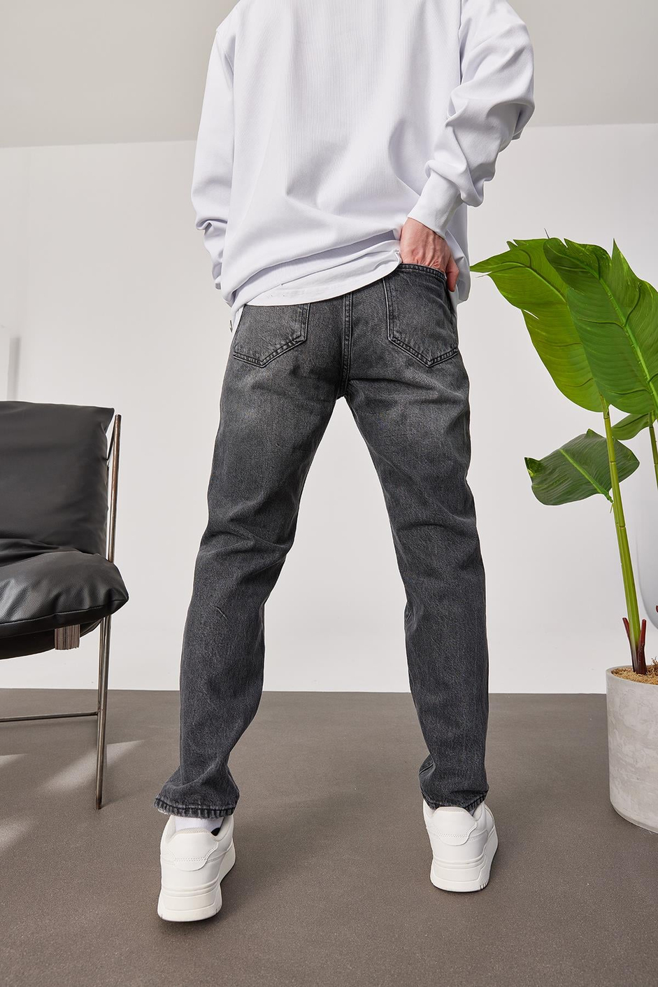 15846 Taşlamalı Füme Jean