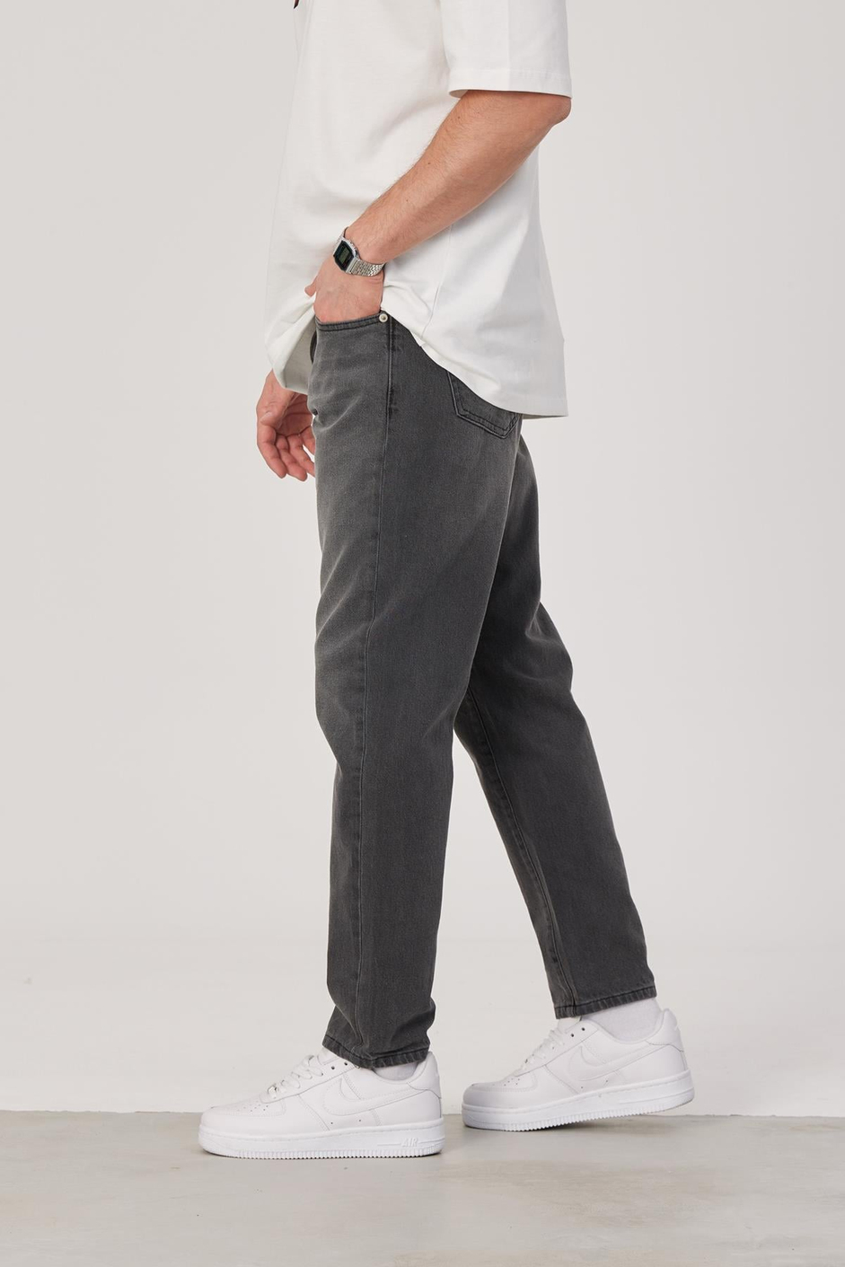 15872 Boyfriend Taşlamalı Füme Jean