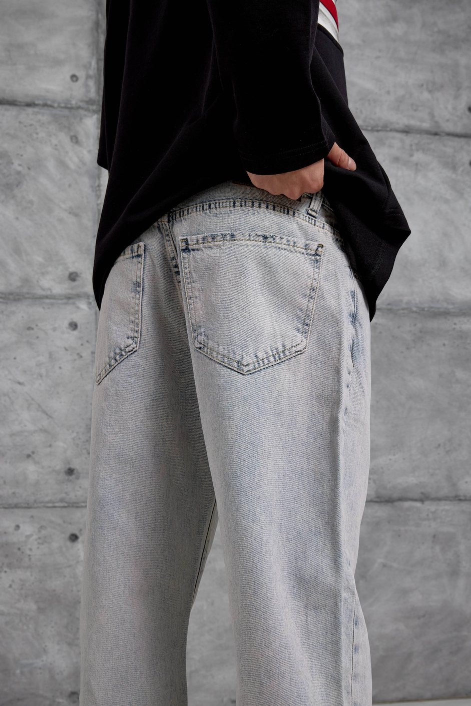 16323 Yıkamalı Baggy Jean