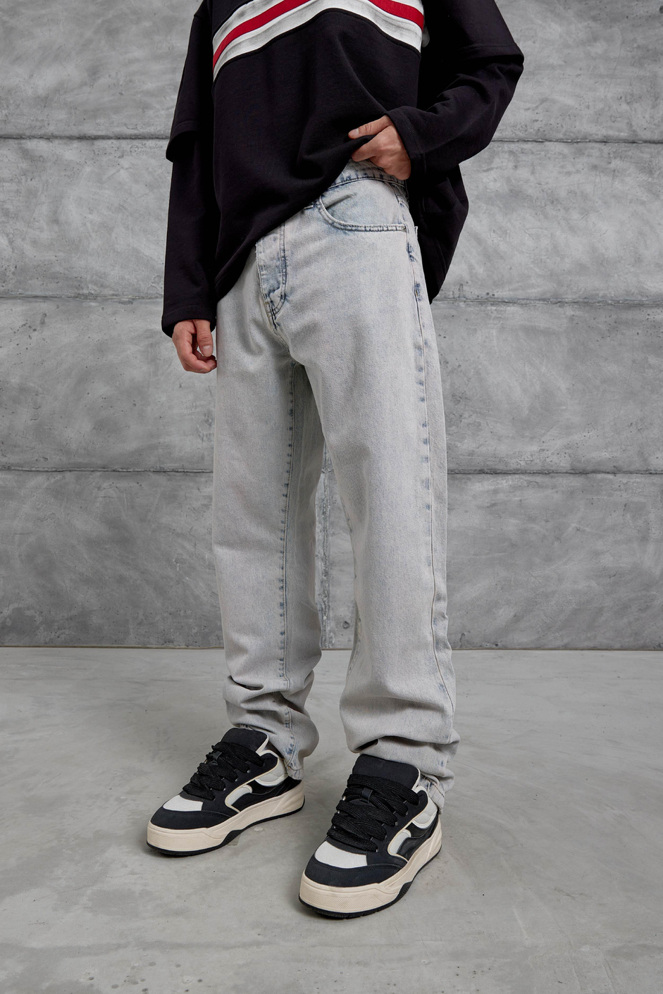 16323 Yıkamalı Baggy Jean