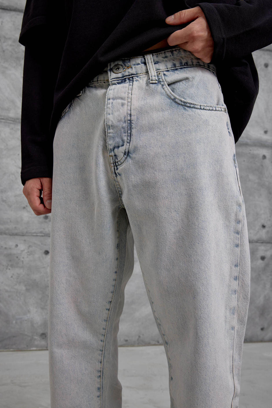 16323 Yıkamalı Baggy Jean