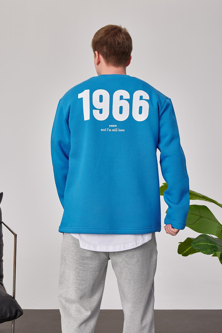 1966 Baskılı Mavi Sweatshrt