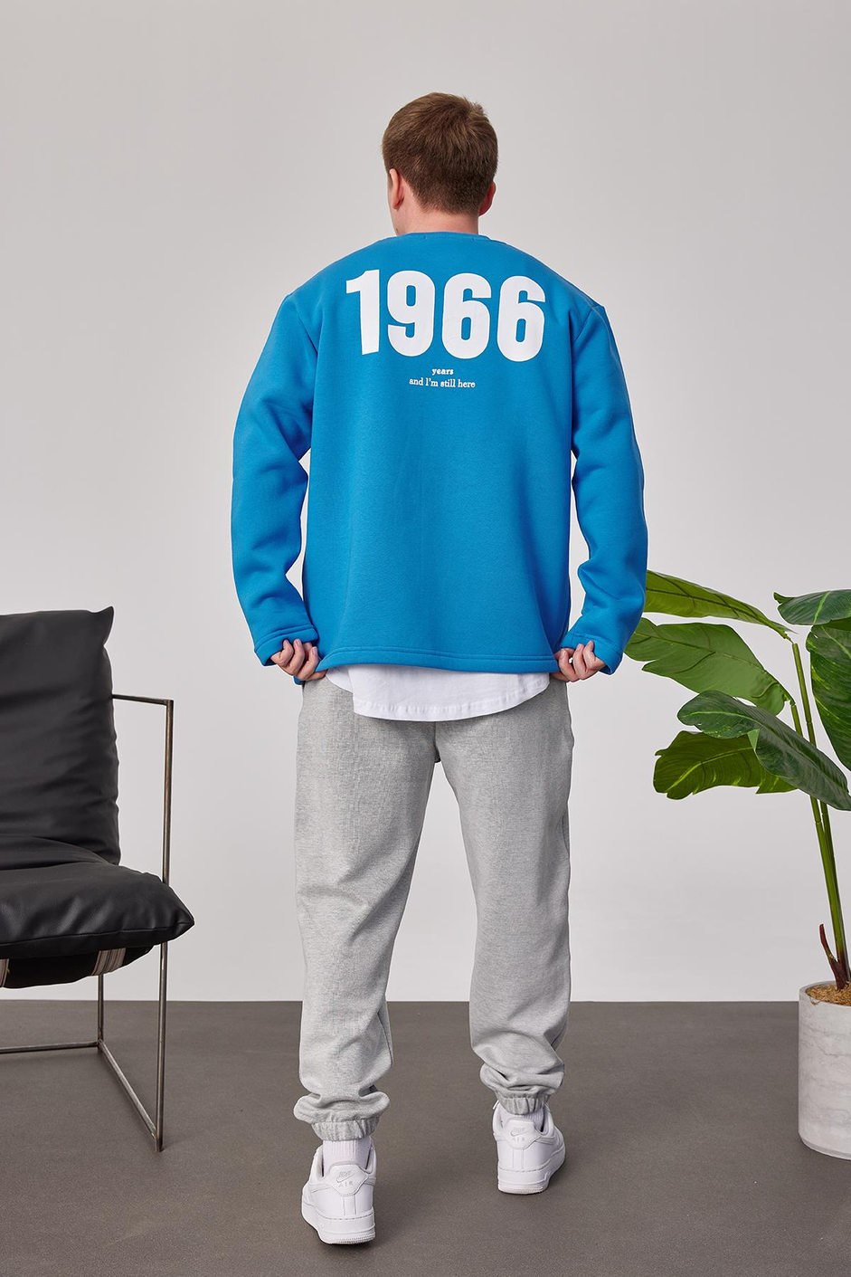 1966 Baskılı Mavi Sweatshrt