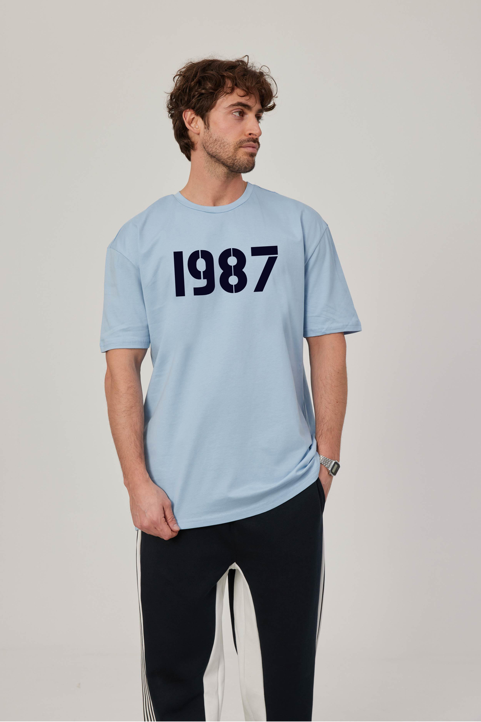 1987 Baskılı Bebe Mavisi Tshirt
