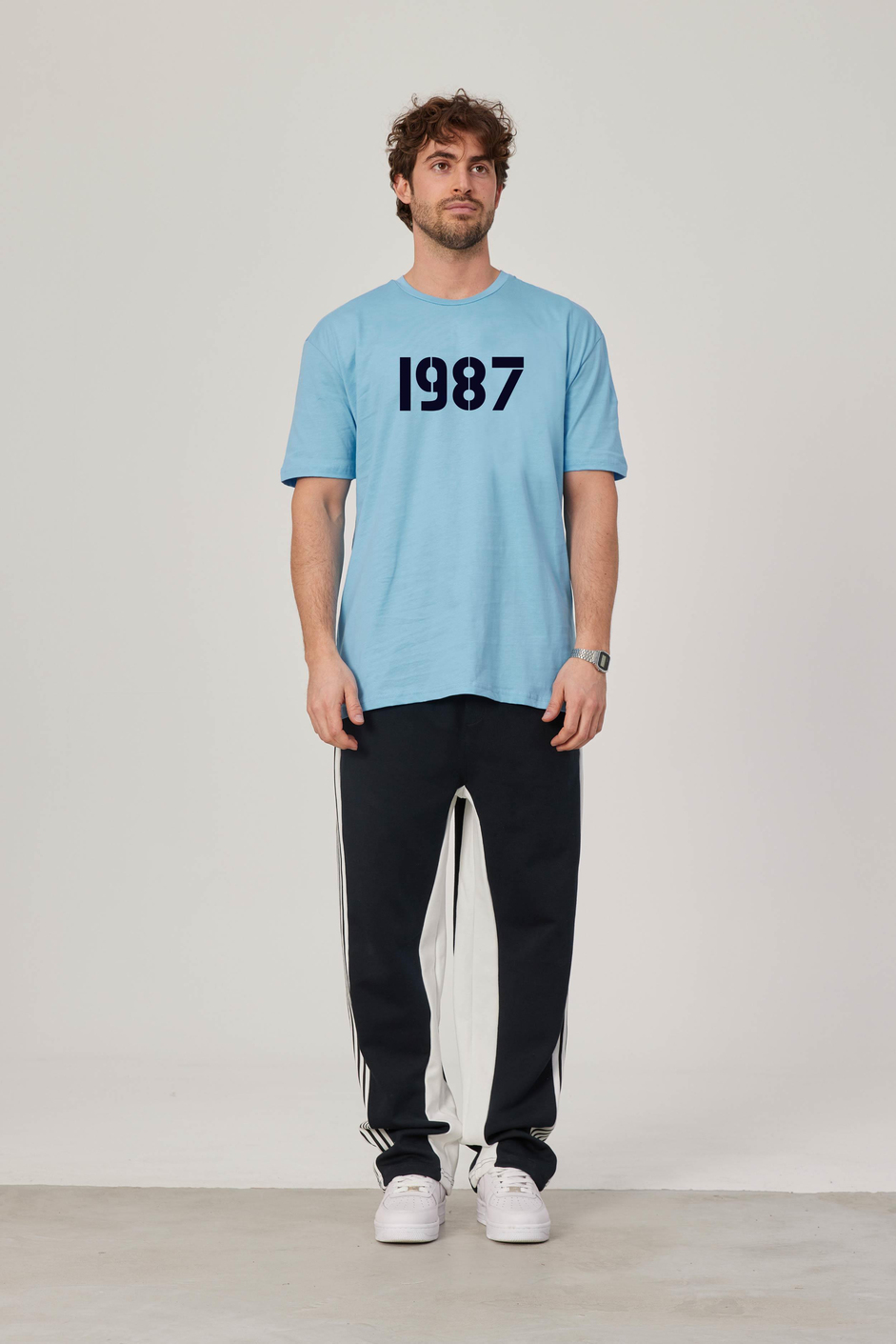 1987 Baskılı Mavi Tshirt