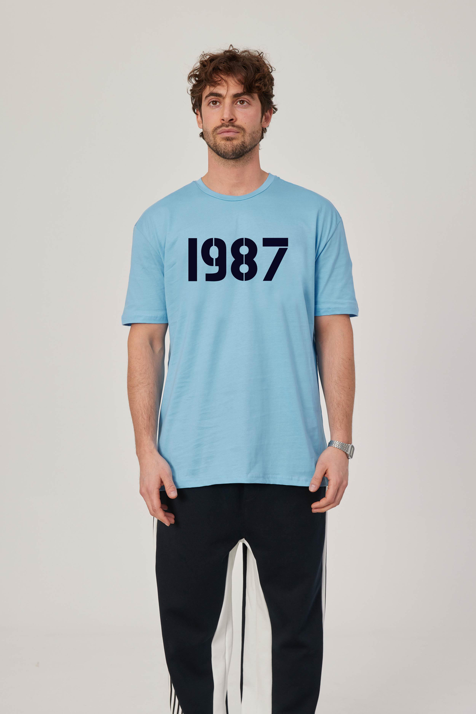 1987 Baskılı Mavi Tshirt