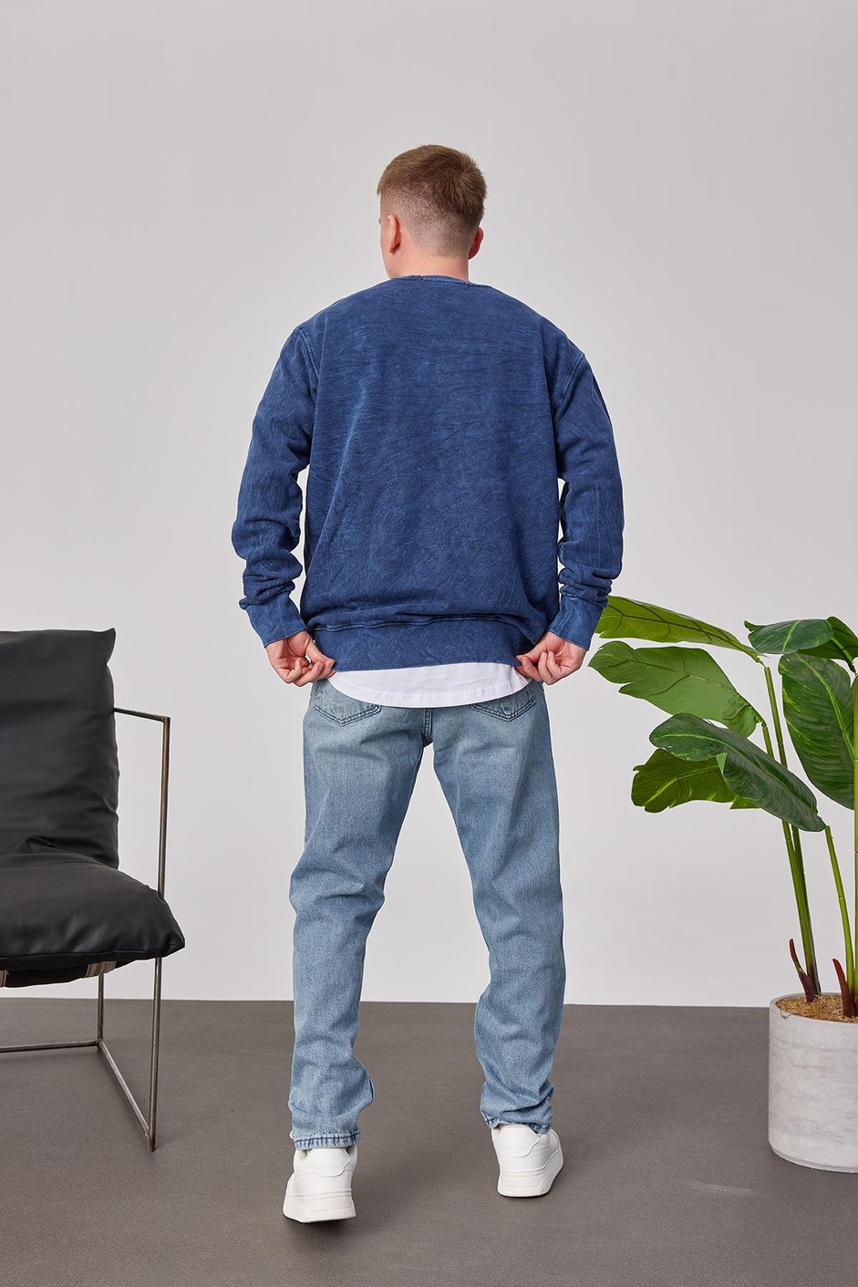 1998 Baskılı Mavi Yıkamalı Sweatshirt