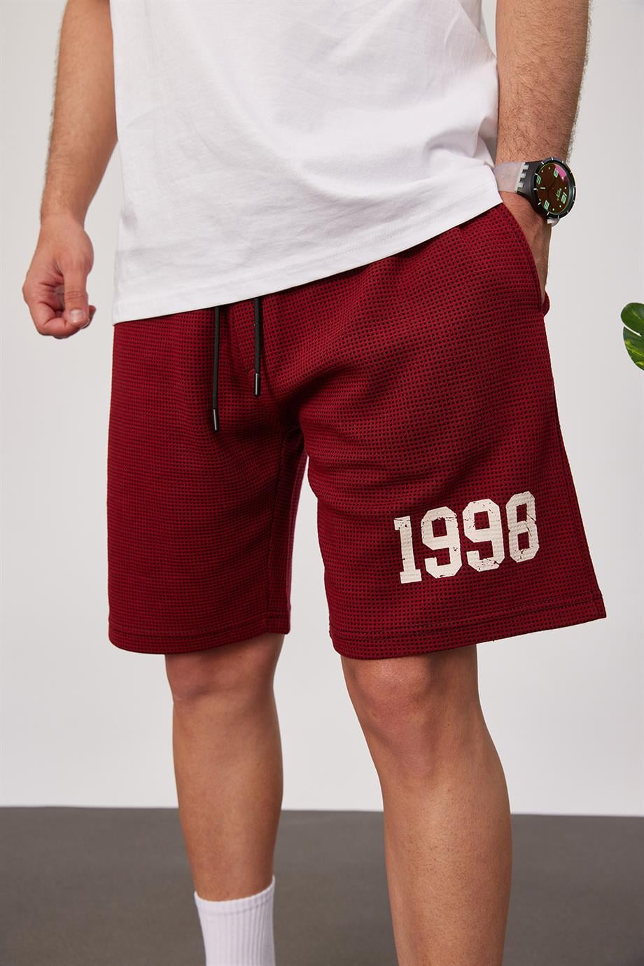 1998 Örme Kumaş Bordo Şort