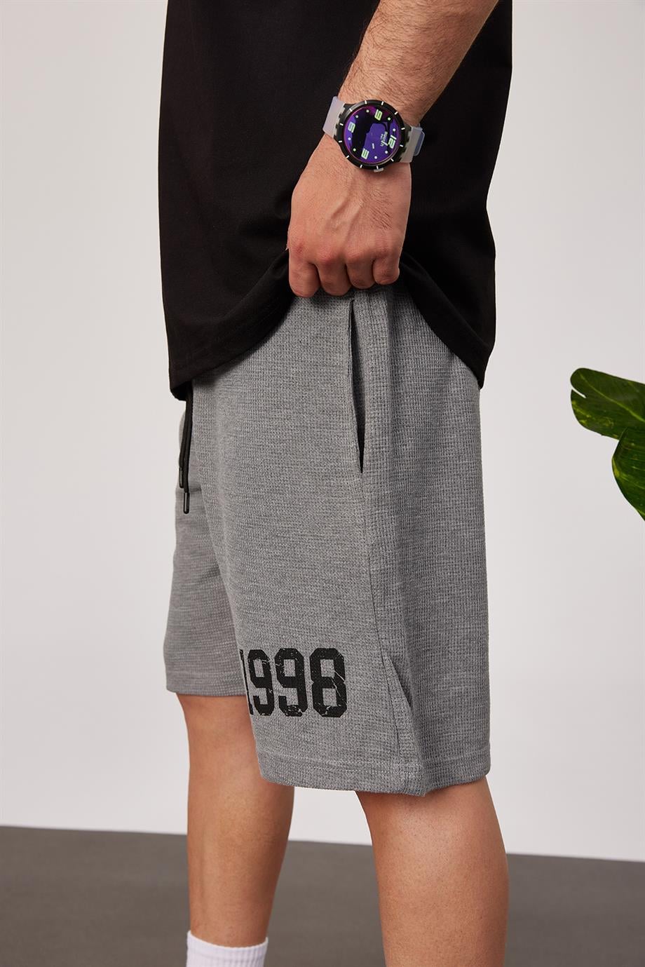 1998 Örme Kumaş Gri Şort
