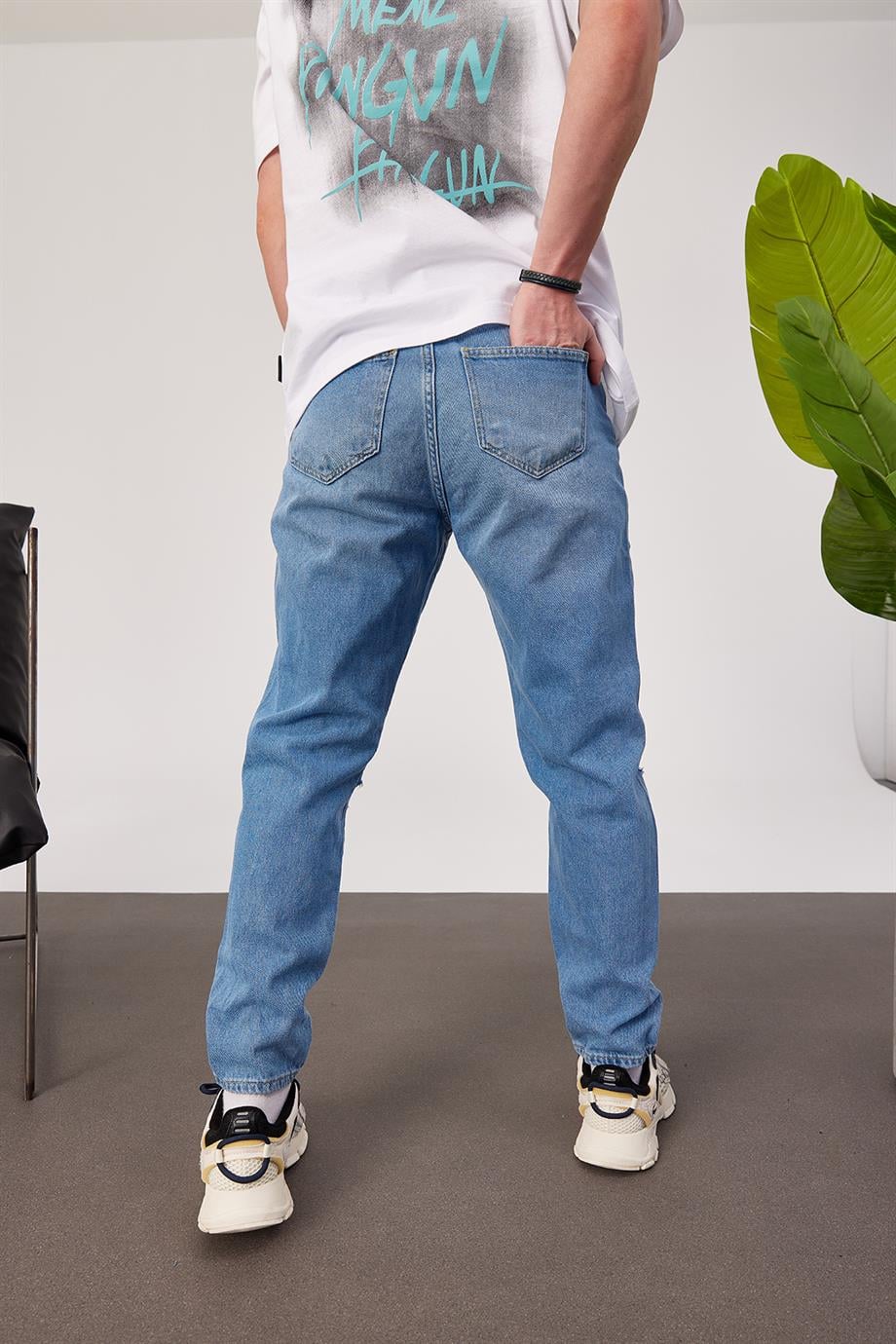 5101 Dizi Yırtık Slim Mavi Jean
