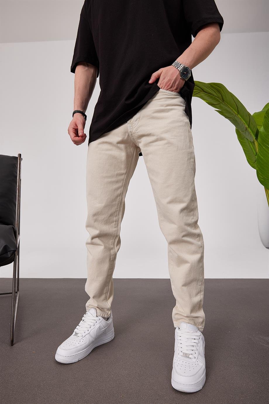 5101 Slim Krem Pantolon