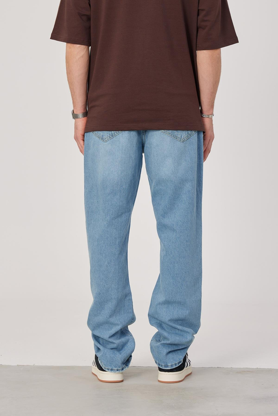 5174 Taşlamalı Mavi Baggy Jean