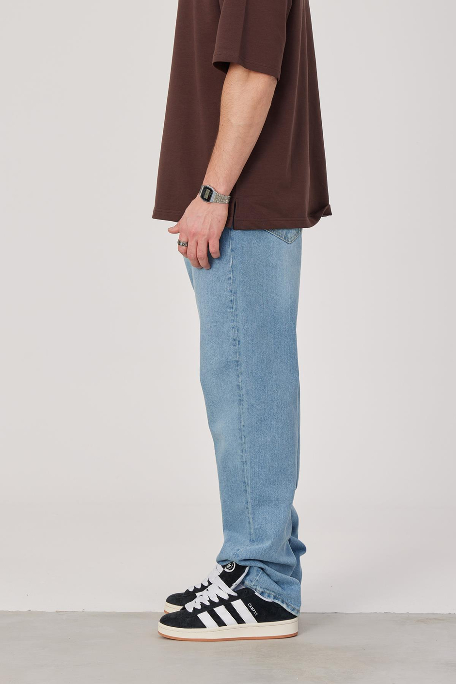 5174 Taşlamalı Mavi Baggy Jean