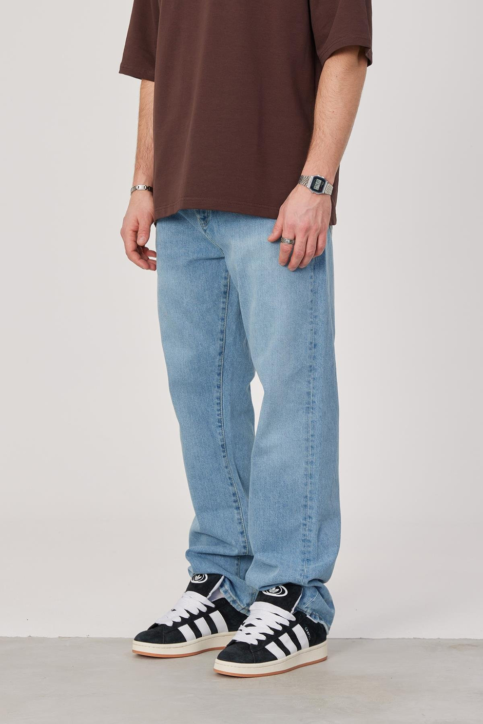5174 Taşlamalı Mavi Baggy Jean