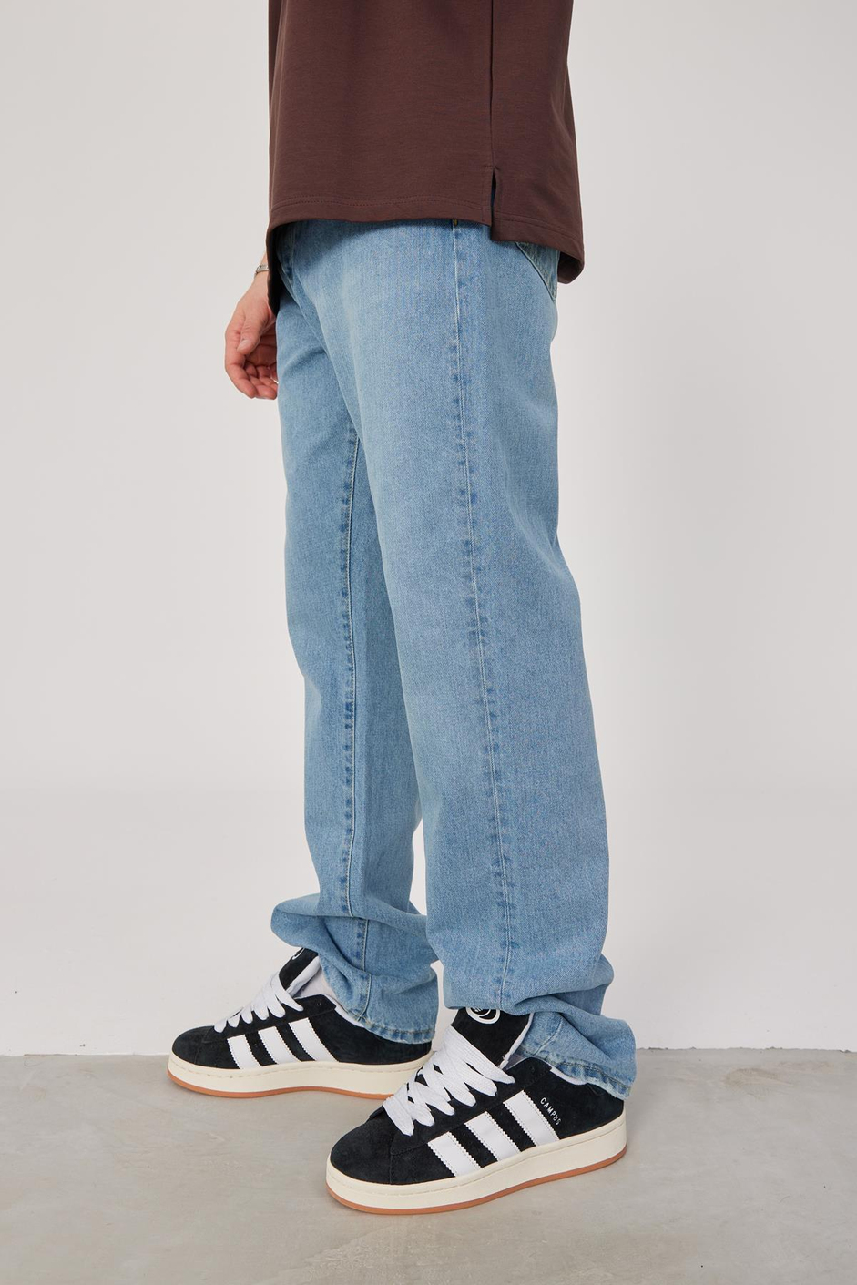 5174 Taşlamalı Mavi Baggy Jean