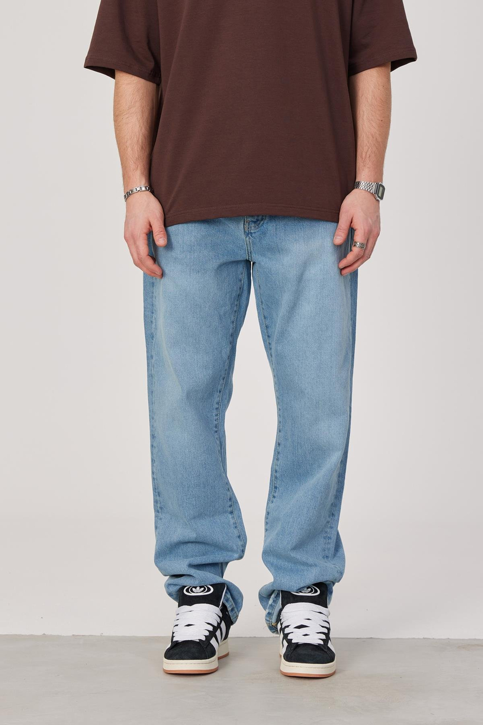 5174 Taşlamalı Mavi Baggy Jean