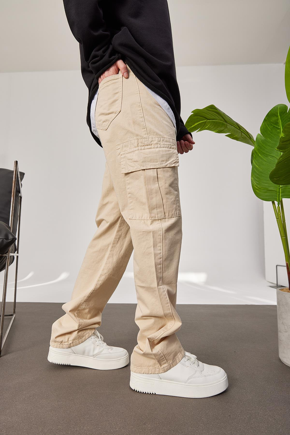 5211 Kargo Cepli Krem Gabardin Pantolon