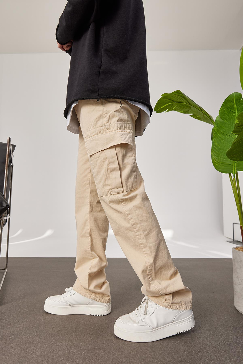 5211 Kargo Cepli Krem Gabardin Pantolon