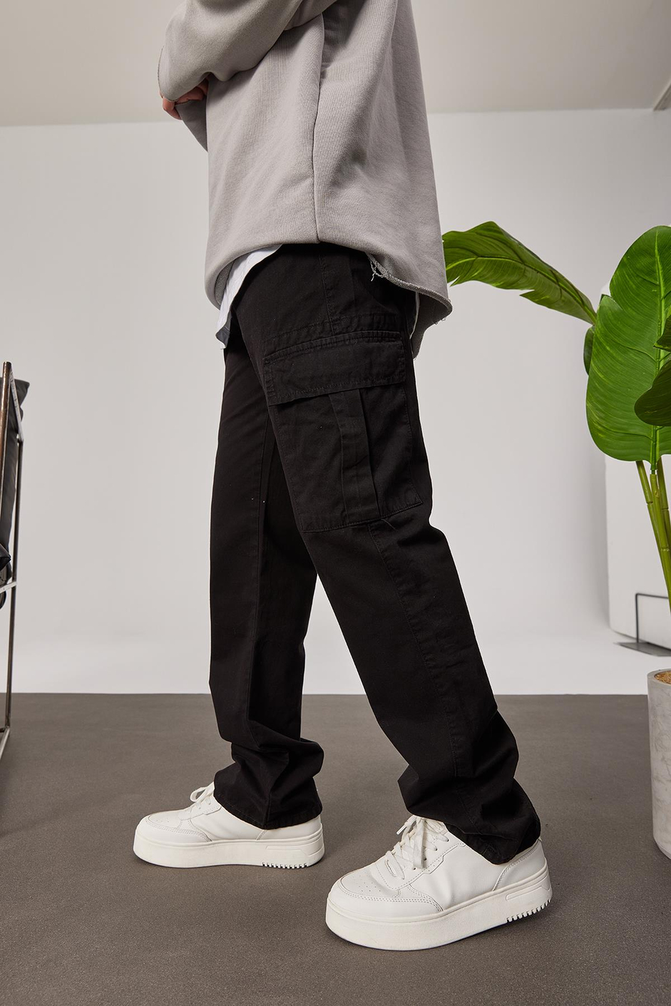 5211 Kargo Cepli Siyah Gabardin Pantolon