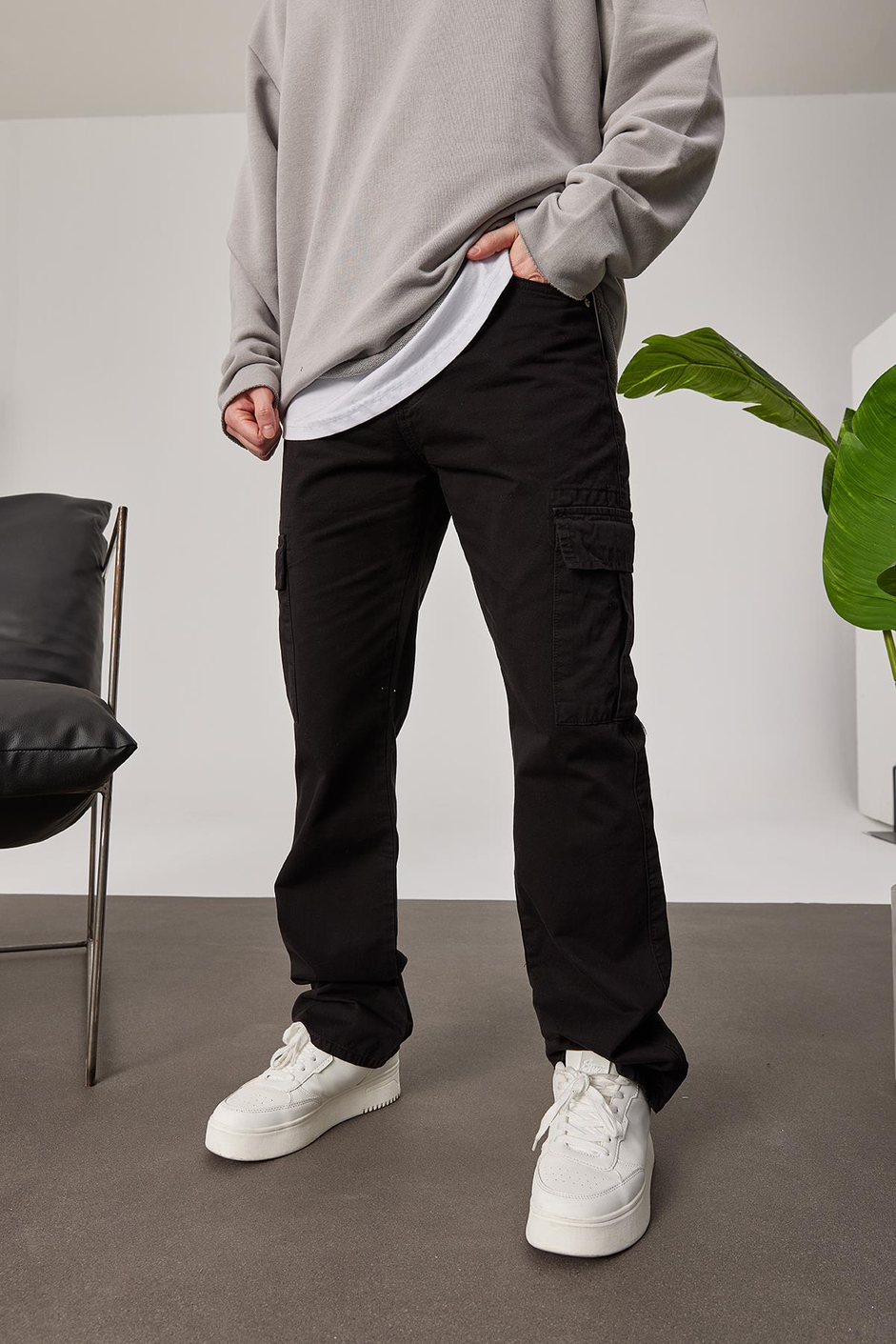 5211 Kargo Cepli Siyah Gabardin Pantolon