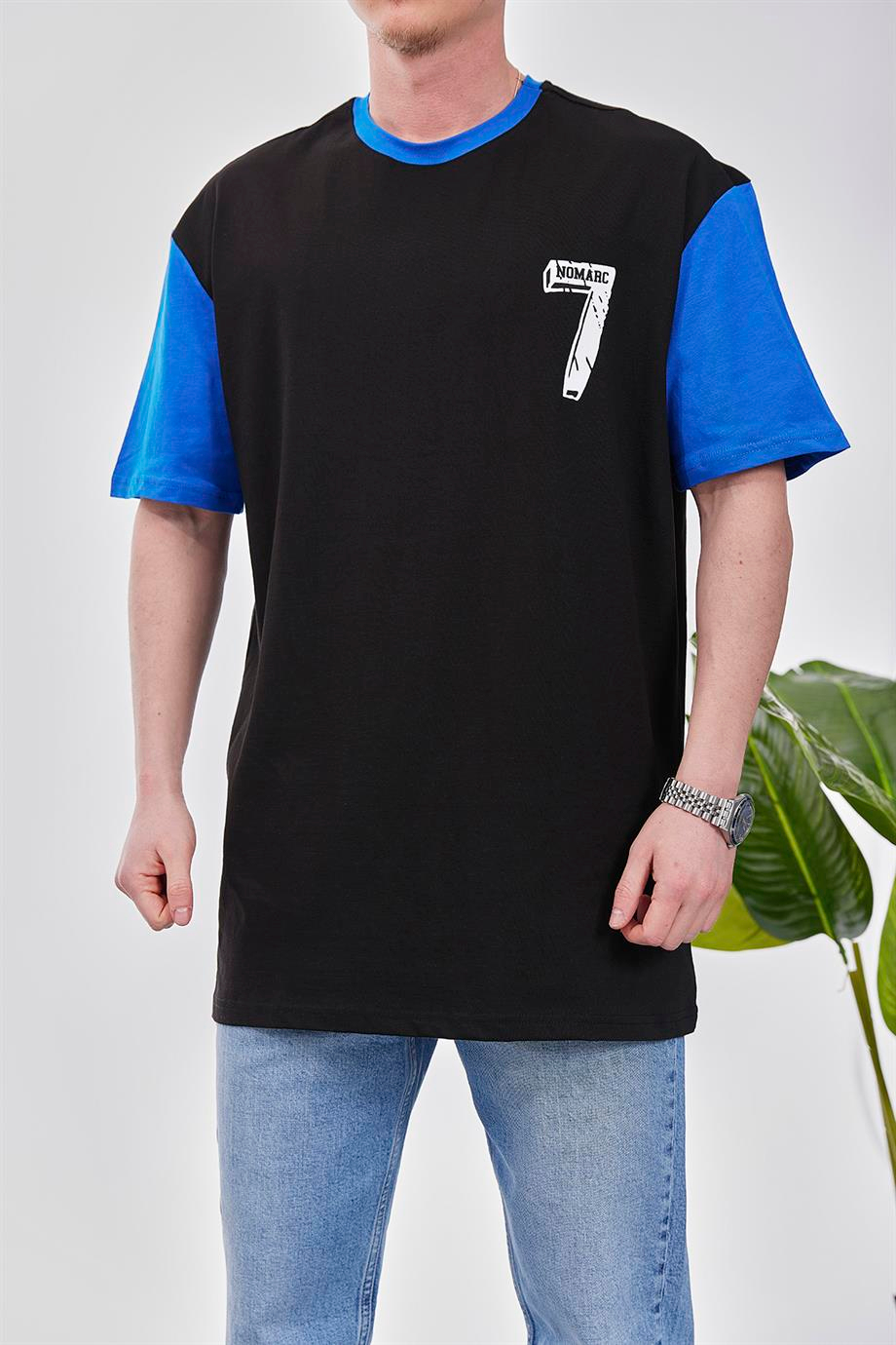 7 Baskılı Siyah Tshirt