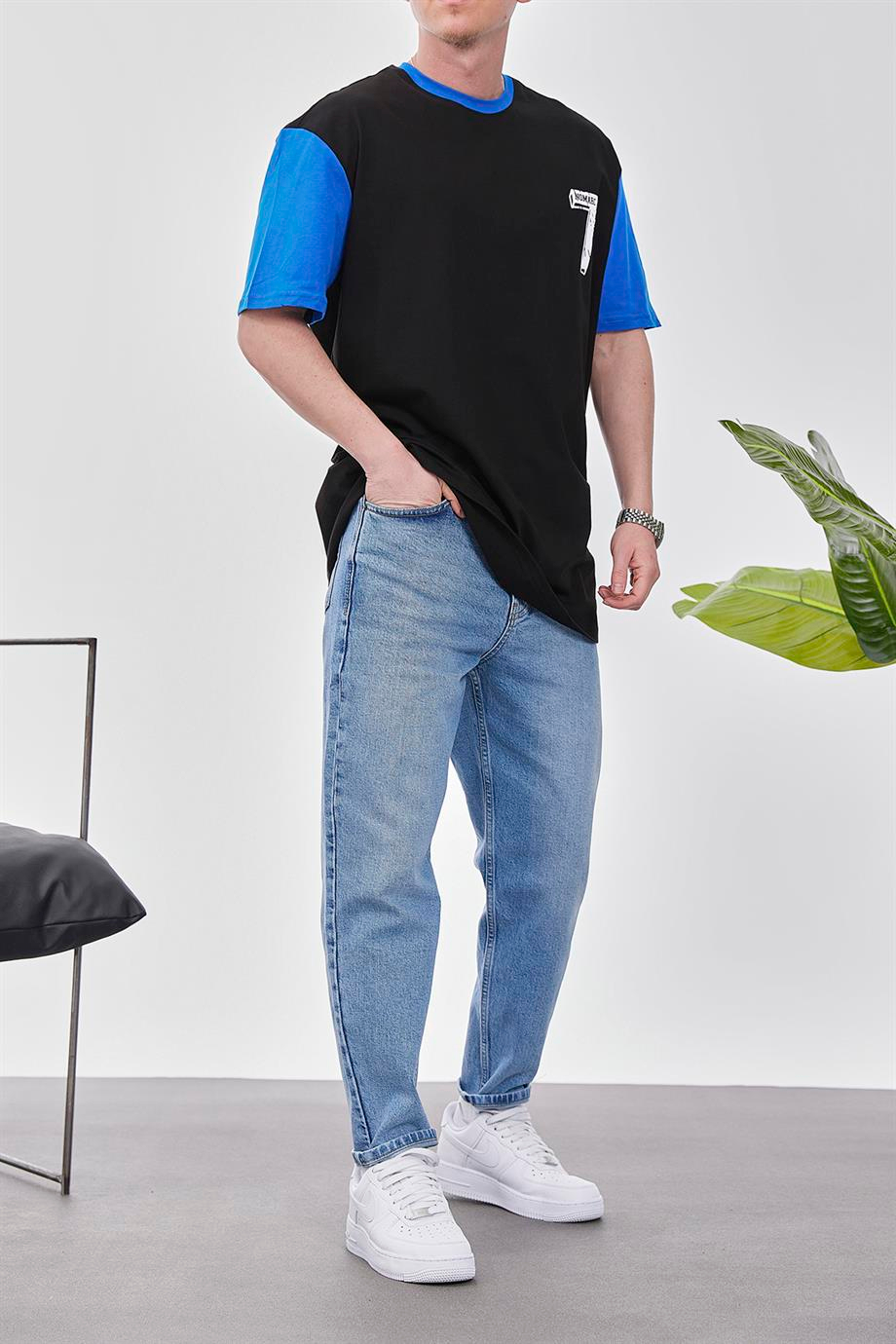 7 Baskılı Siyah Tshirt