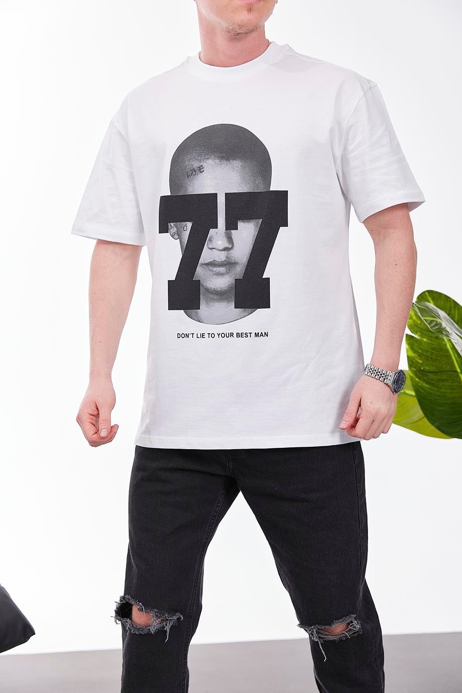 77 Dont Lie Beyaz Tshirt
