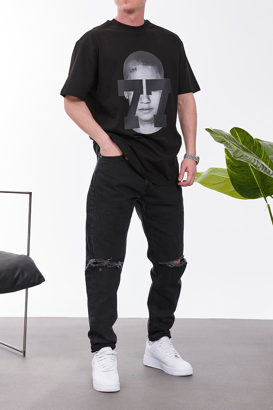 77 Dont Lie Siyah Tshirt