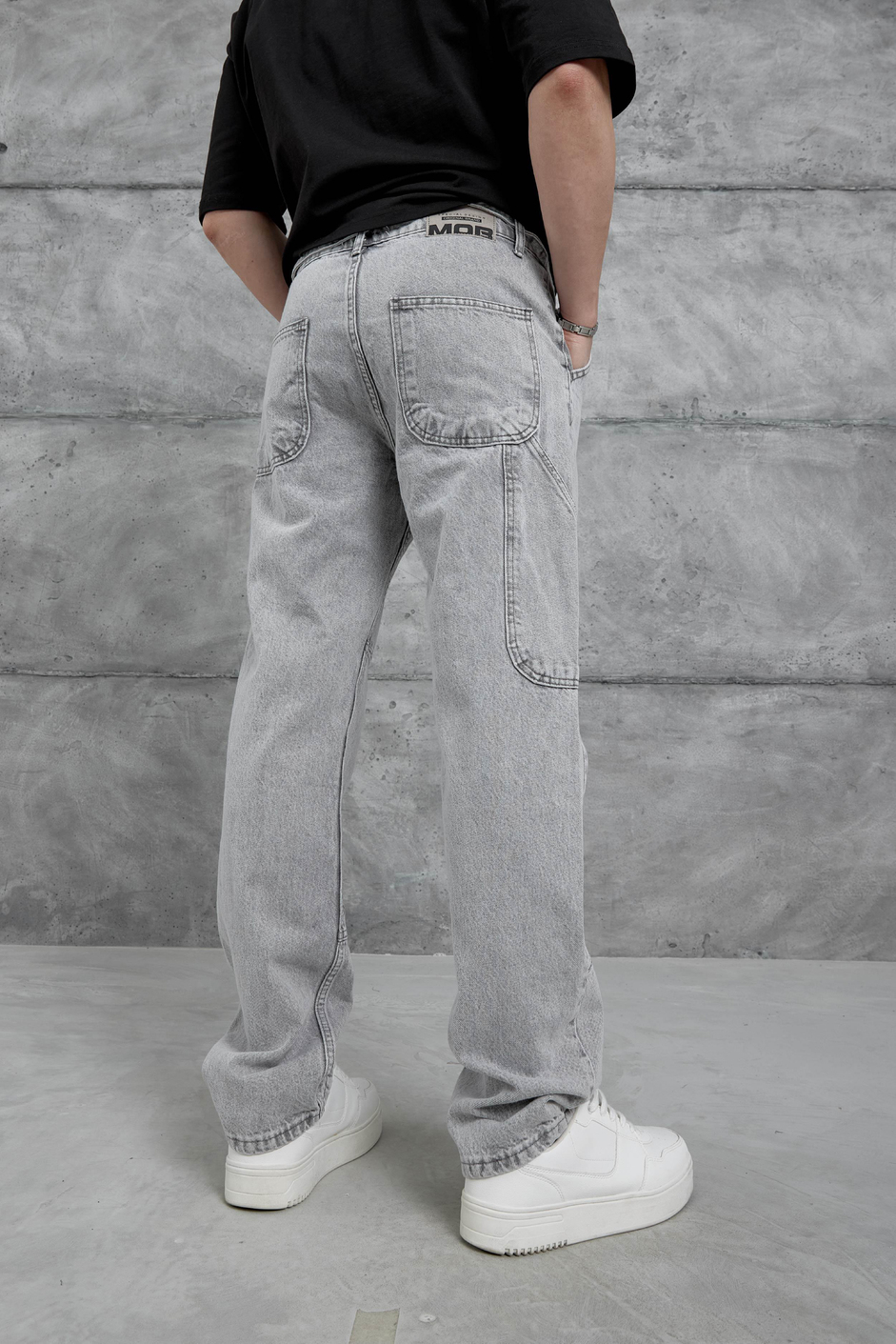Açık Gri Mb Cep Detaylı  Baggy Jean