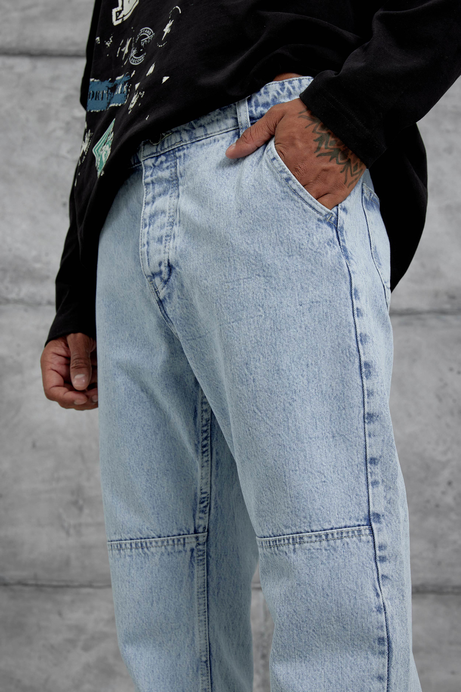 Açık Mavi Mb Cep Detaylı  Baggy Jean