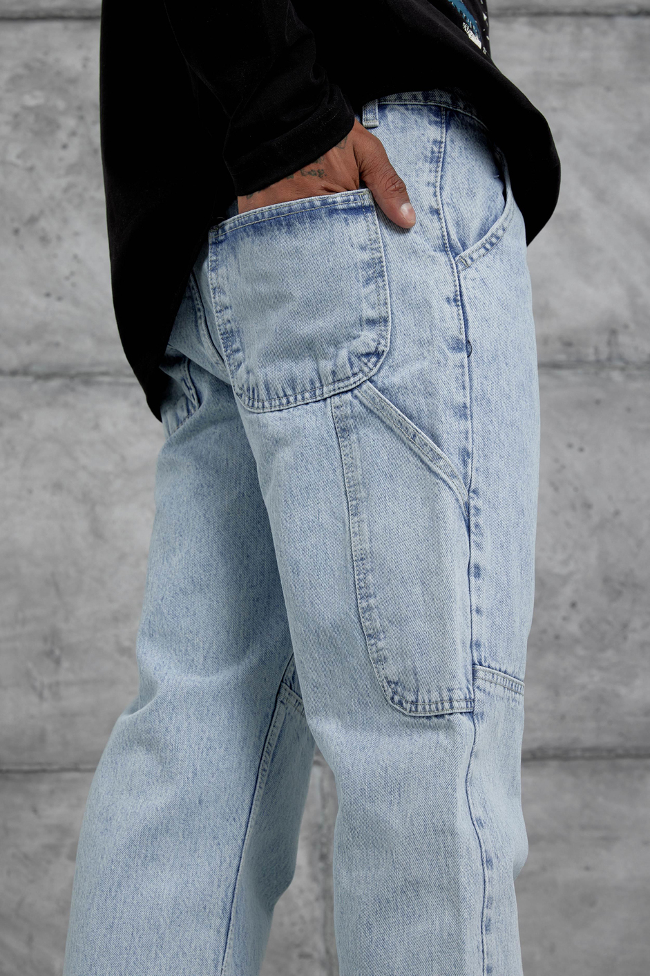Açık Mavi Mb Cep Detaylı  Baggy Jean