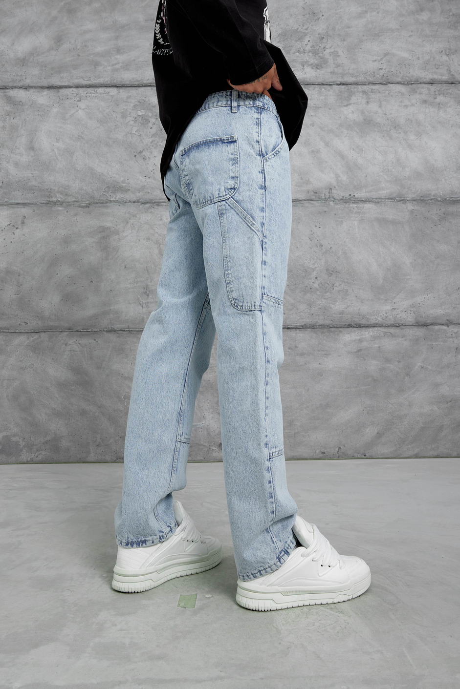 Açık Mavi Mb Cep Detaylı  Baggy Jean