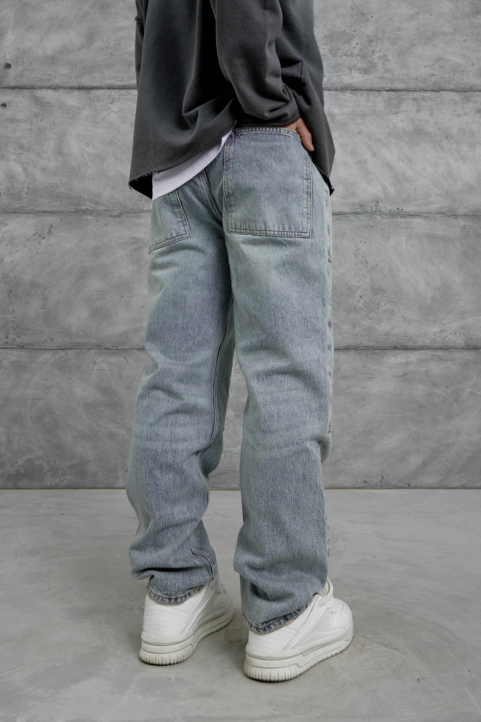 Açık Mavi Mmx Cep Detaylı Taşlamalı Baggy Jean