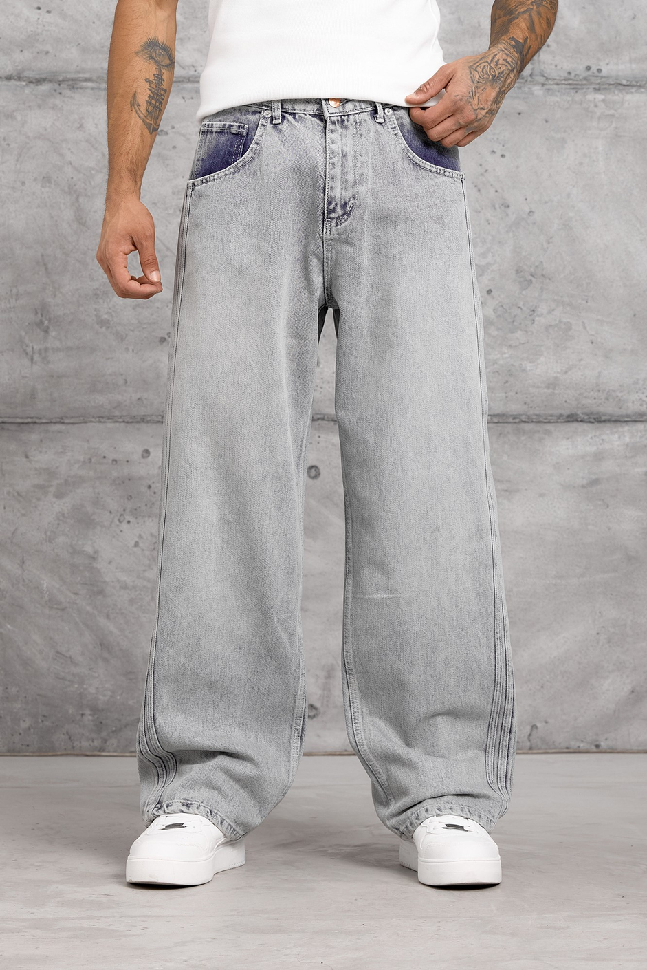 Açık Mavi YANI ŞERİTLİ BAGGY JEAN