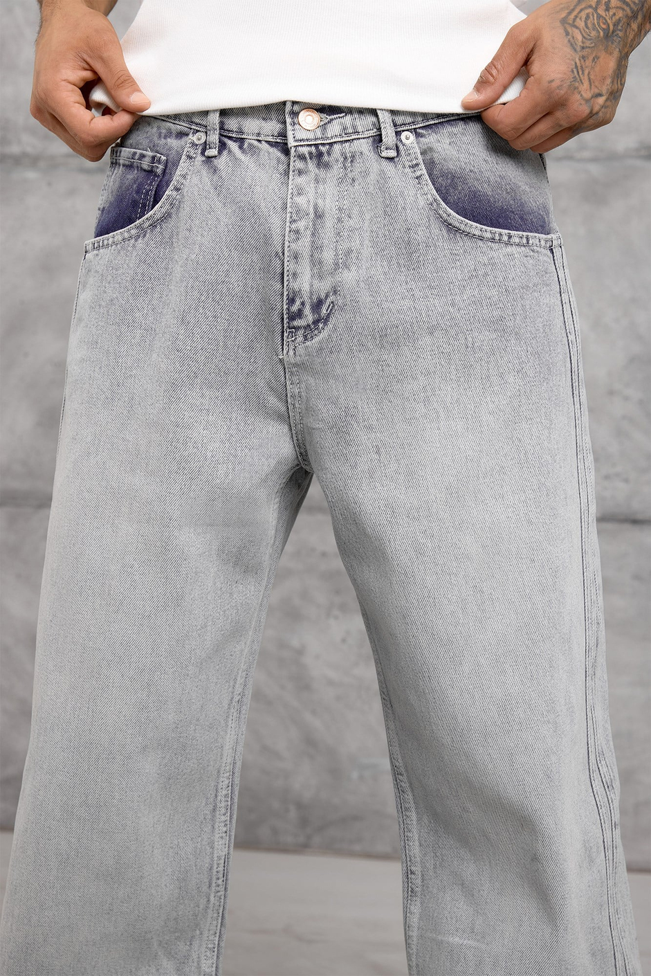 Açık Mavi YANI ŞERİTLİ BAGGY JEAN