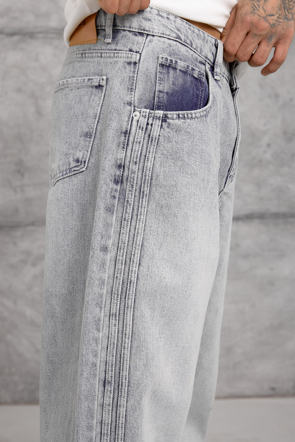 Açık Mavi YANI ŞERİTLİ BAGGY JEAN