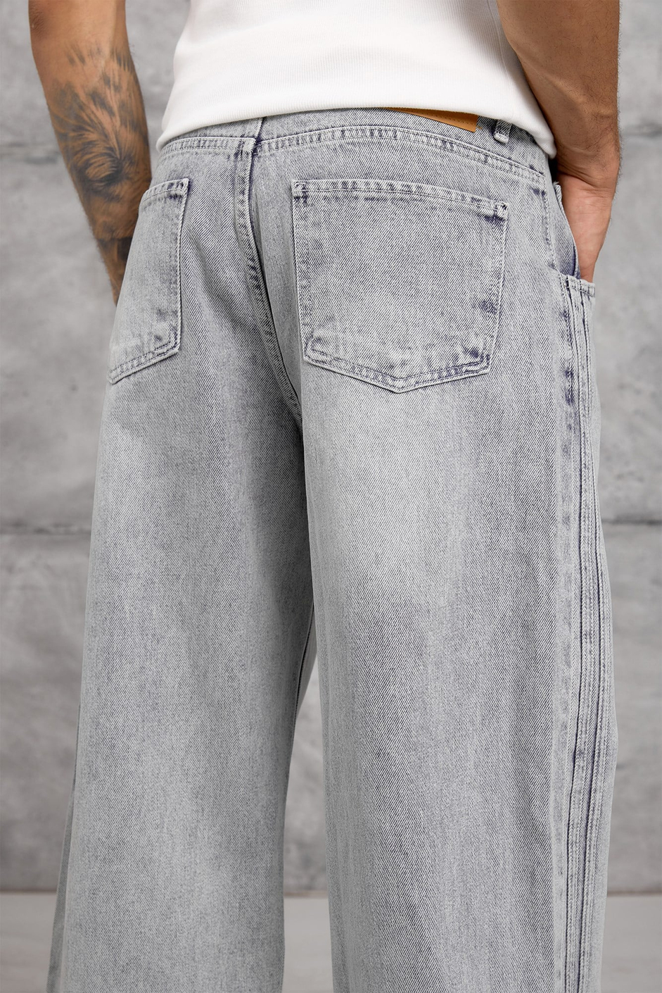 Açık Mavi YANI ŞERİTLİ BAGGY JEAN