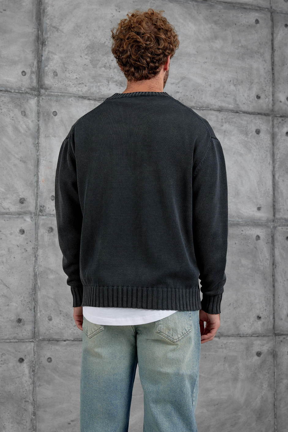 Antrasit 251 Oversize Yıkamalı Örme Triko