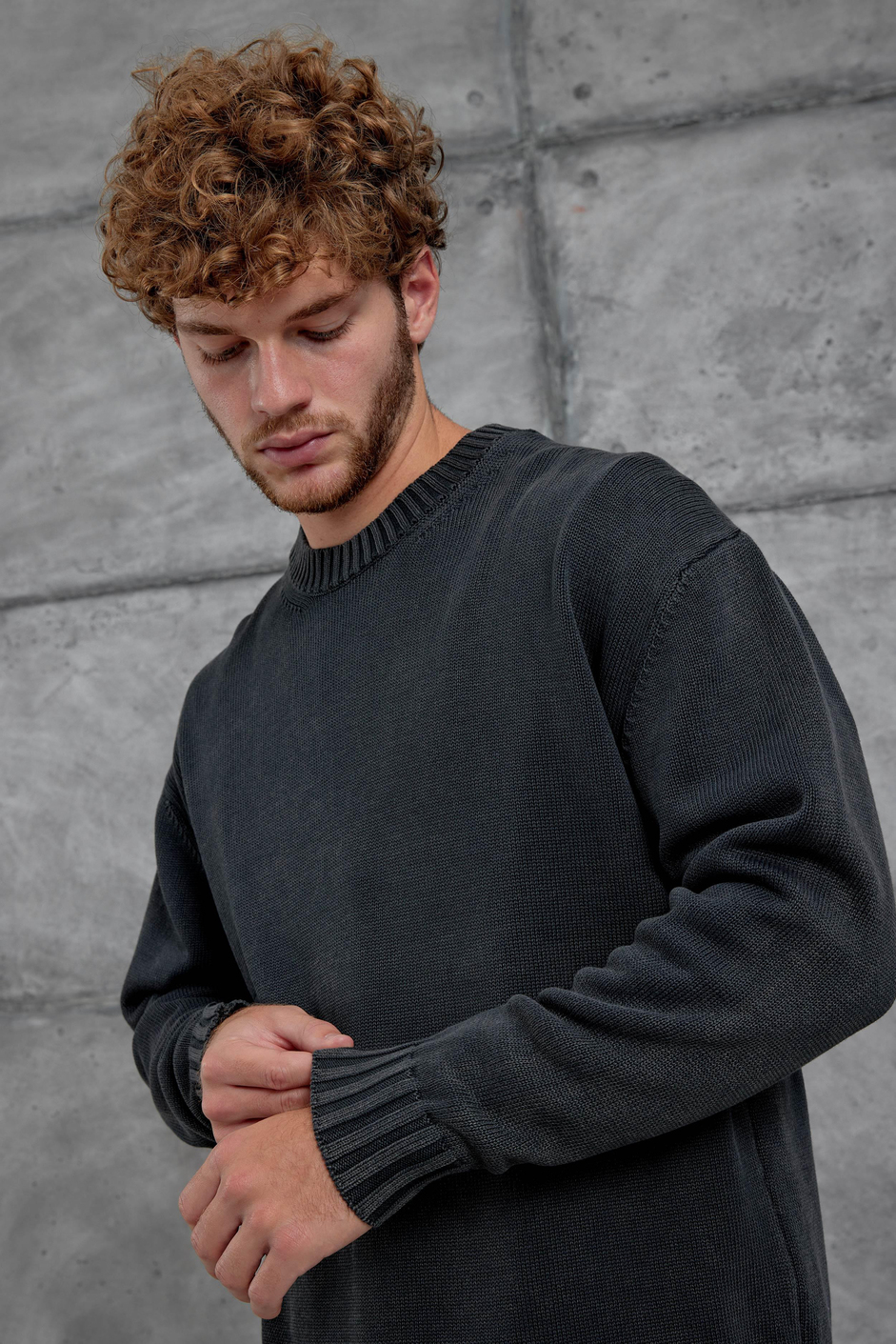 Antrasit 251 Oversize Yıkamalı Örme Triko