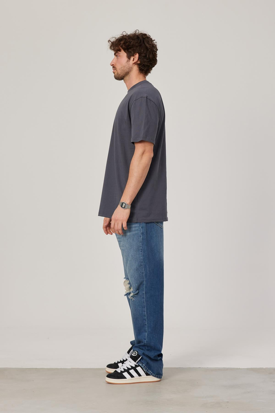 Antrasit Oversize Basic Tshirt
