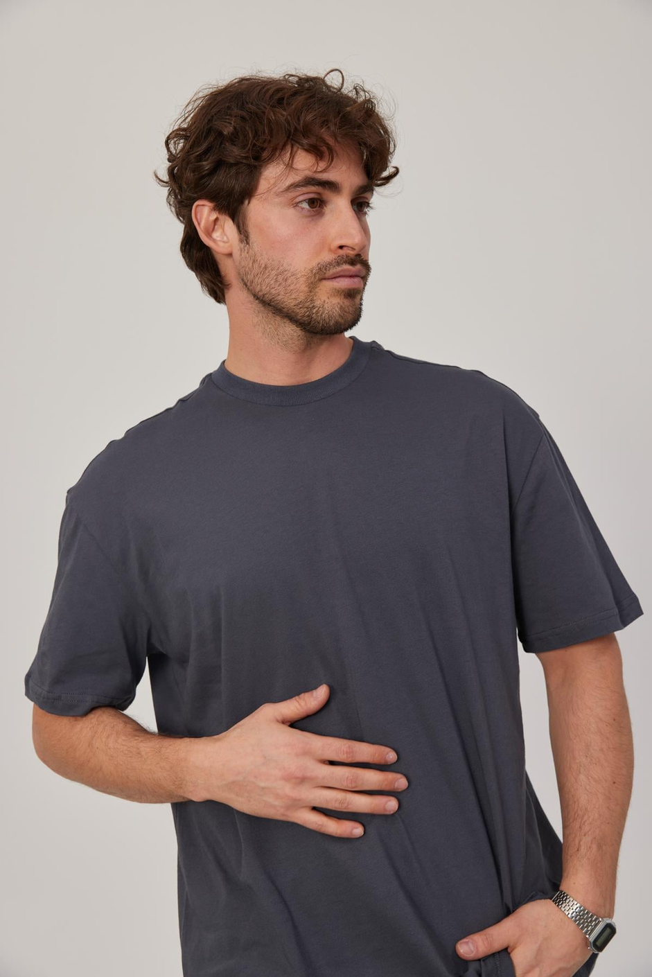 Antrasit Oversize Basic Tshirt