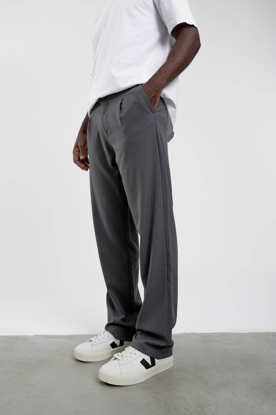 Antrasit YP-PAN24066 Kumaş Baggy Pantolon