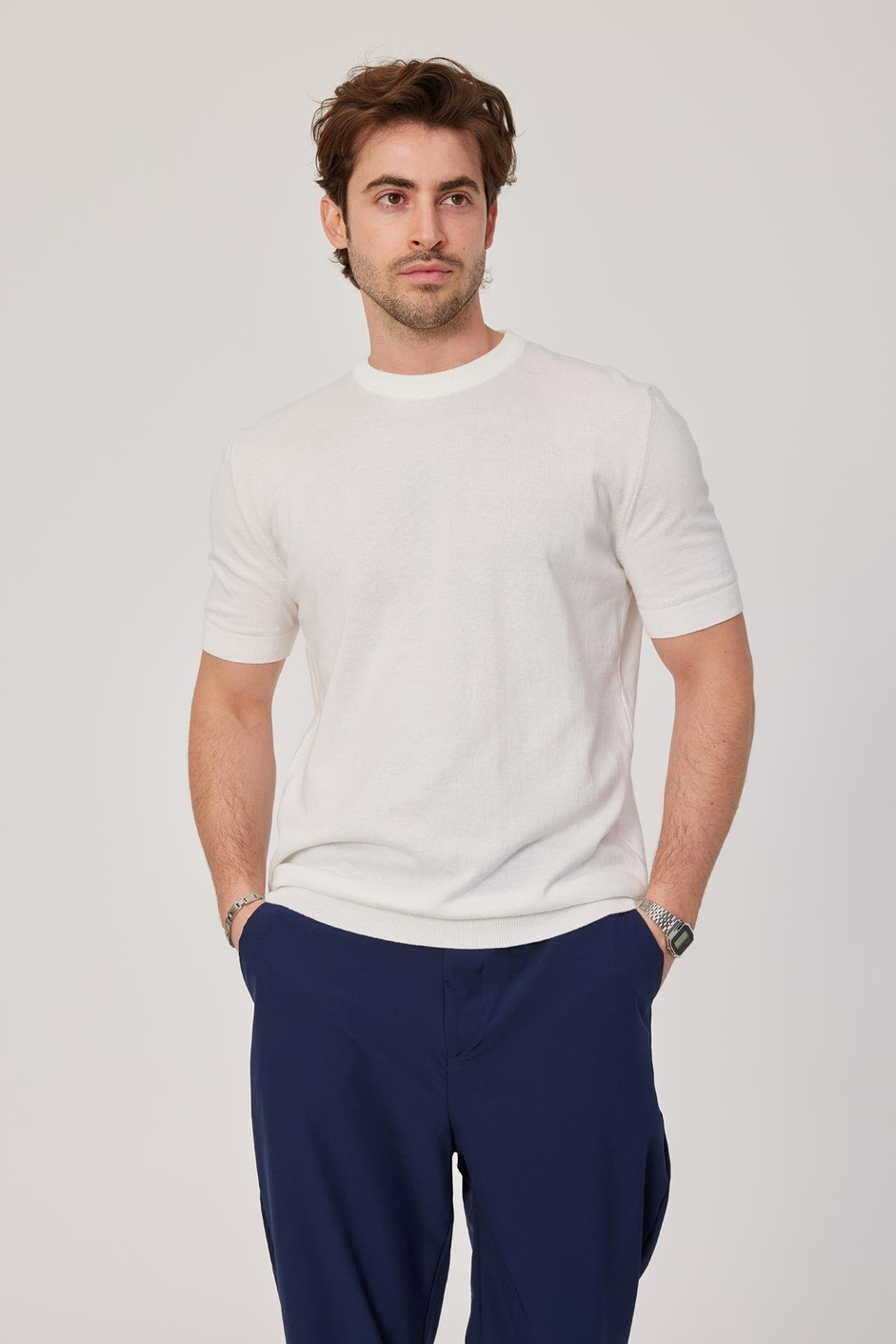 Basic Beyaz Triko Kumaş Tshirt