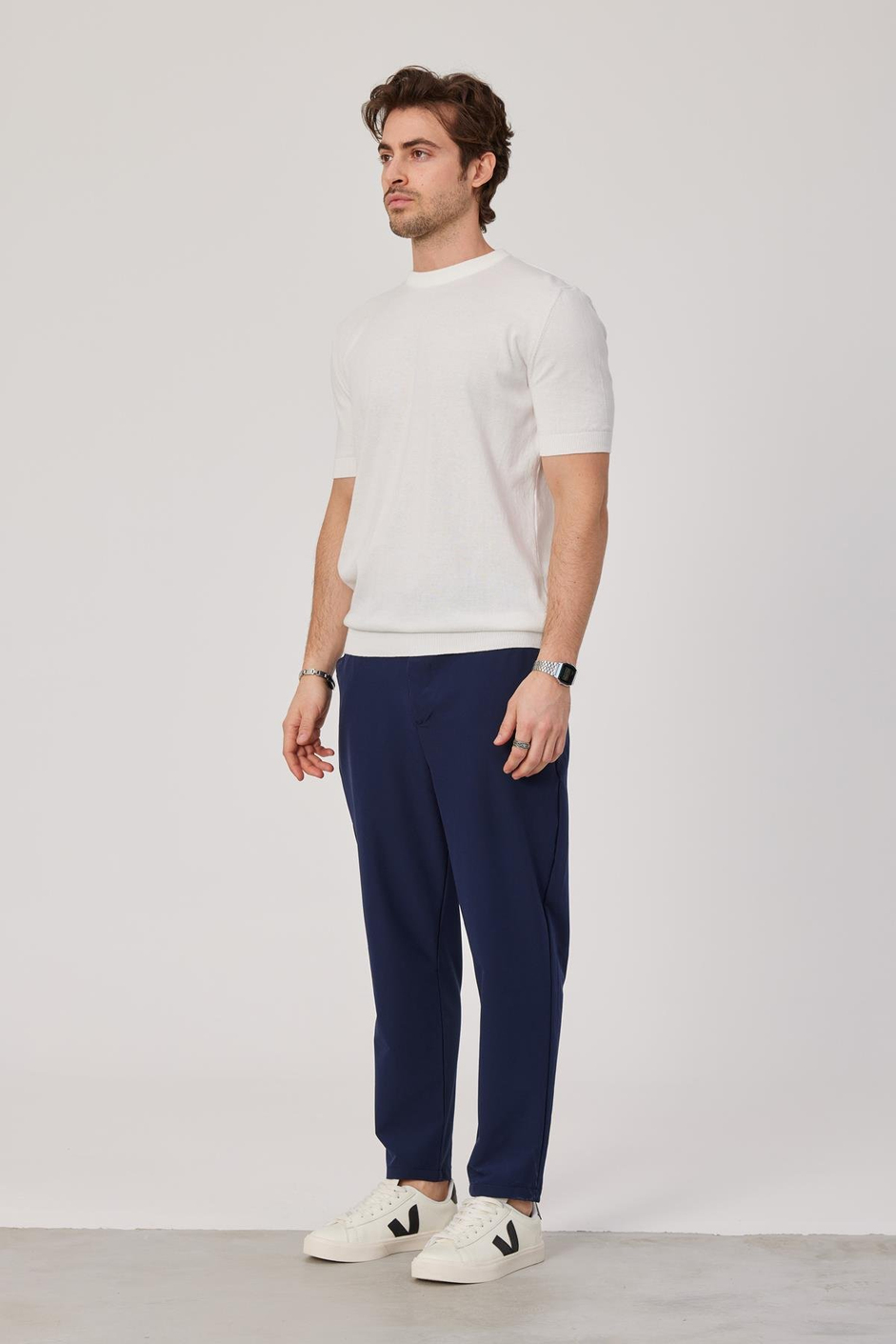 Basic Beyaz Triko Kumaş Tshirt