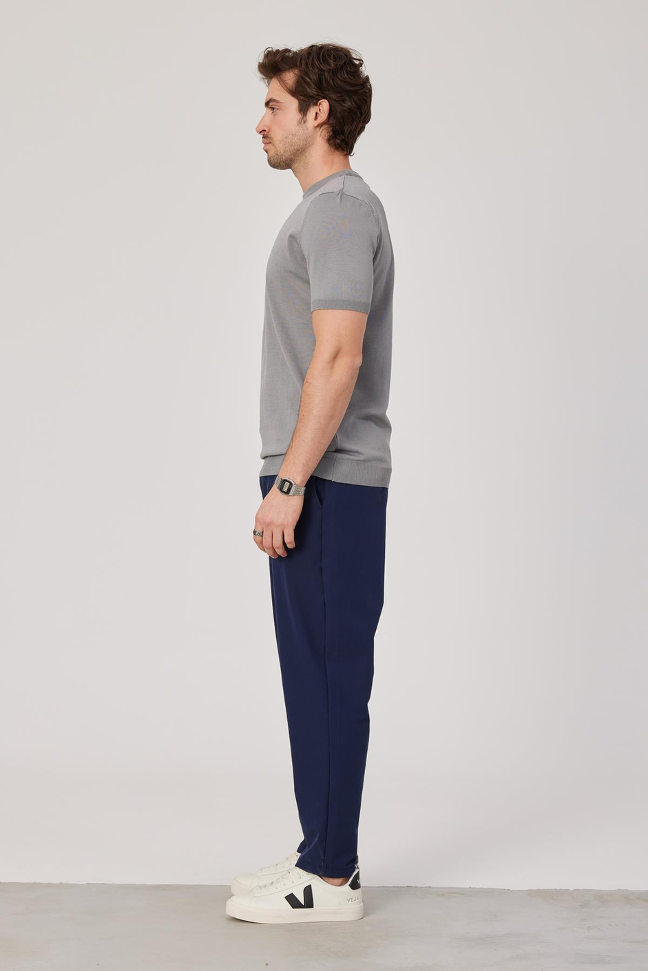 Basic Gri Triko Kumaş Tshirt