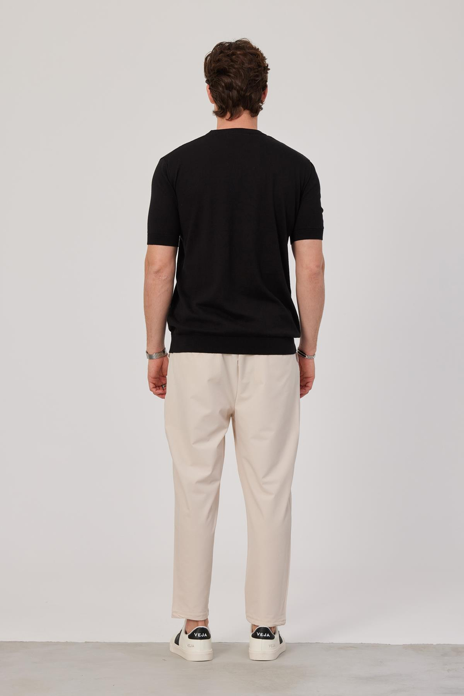 Basic Siyah Triko Kumaş Tshirt