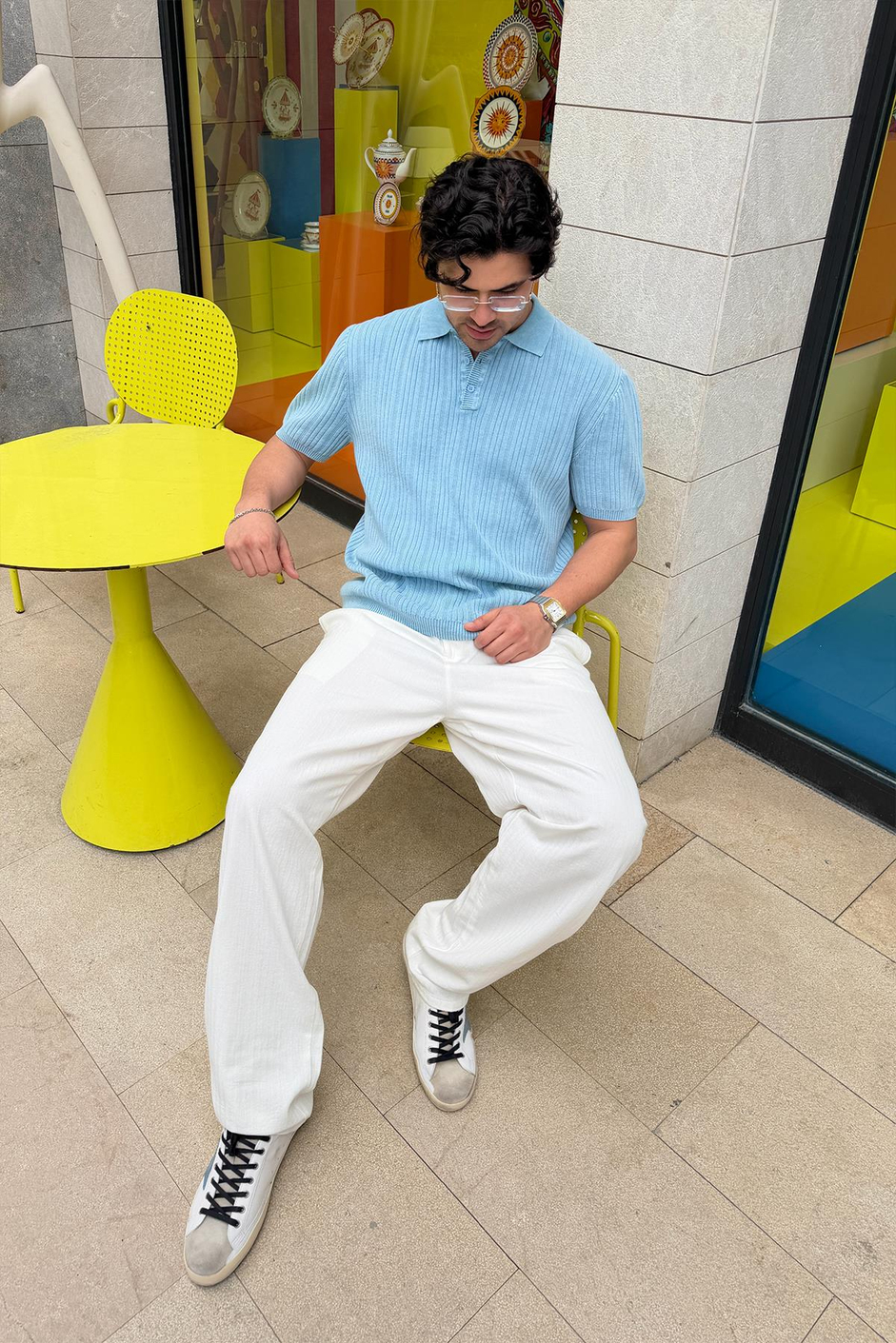 Bebe Mavisi DP OVERSIZE POLO YAKA TSHIRT