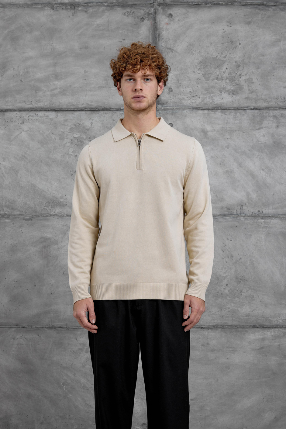 Bej 251 YARIM FERMUARLI POLO YAKA BASIC TRIKO