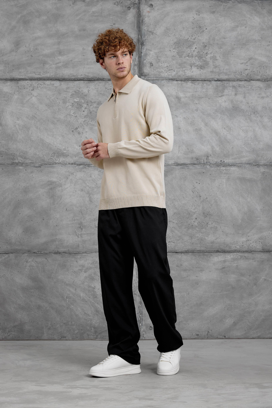 Bej 251 YARIM FERMUARLI POLO YAKA BASIC TRIKO
