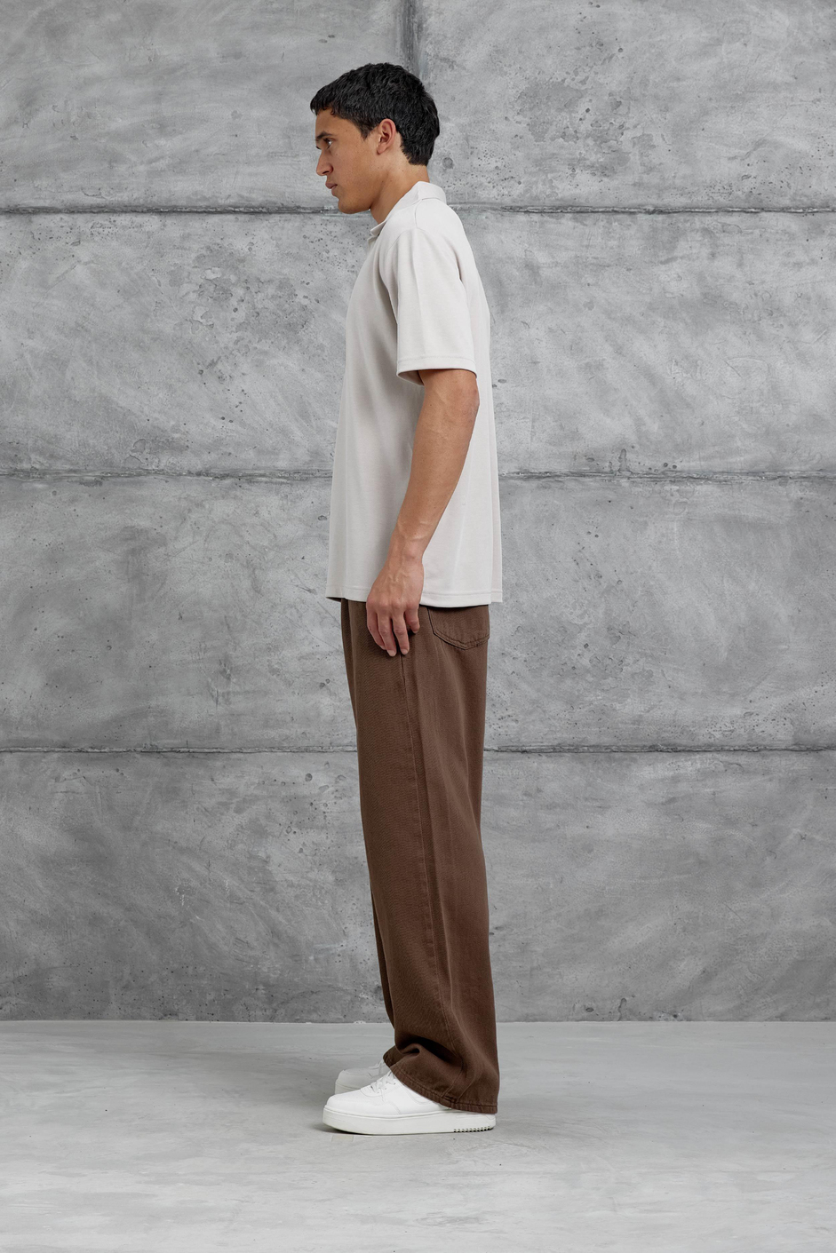 Bej Mrk Oversize Basic Polo Yaka Tshirt